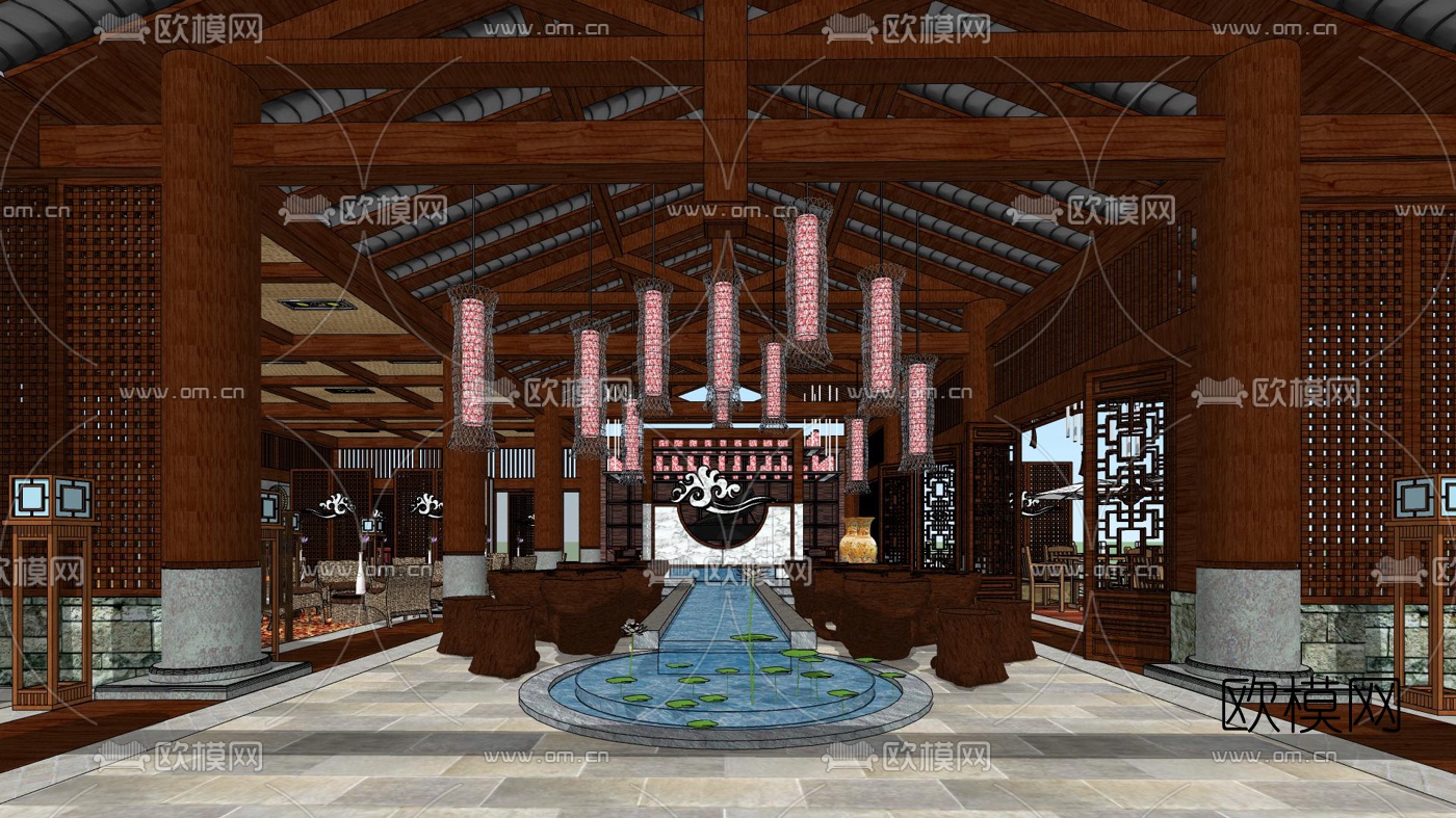 中式中餐厅su模型