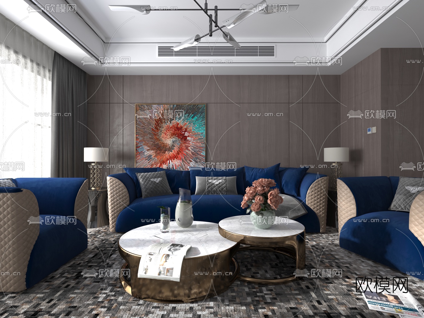 后现代客厅餐厅3d模型