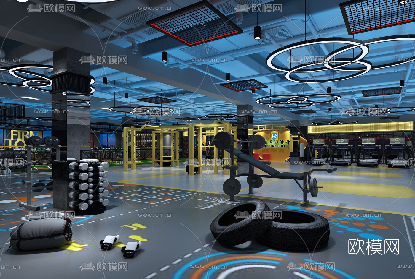 现代健身房3d模型