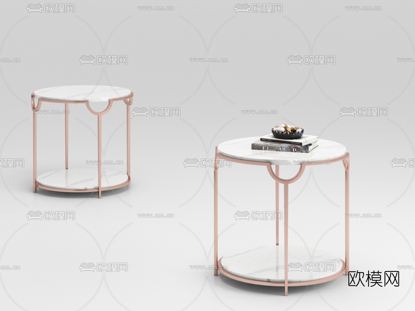 现代金属大理石圆几3d模型