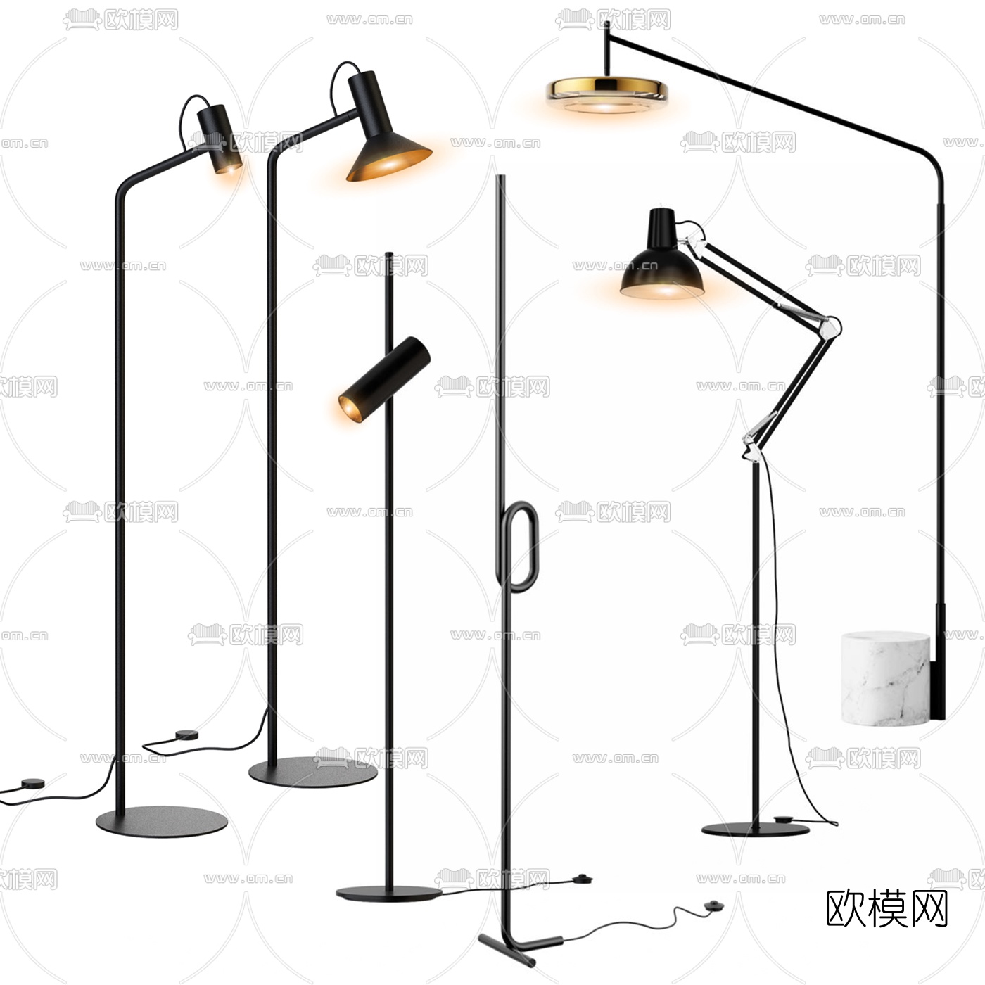 现代金属落地灯3d模型下载