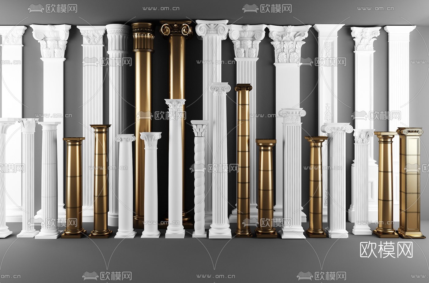 欧式罗马柱组合3d模型