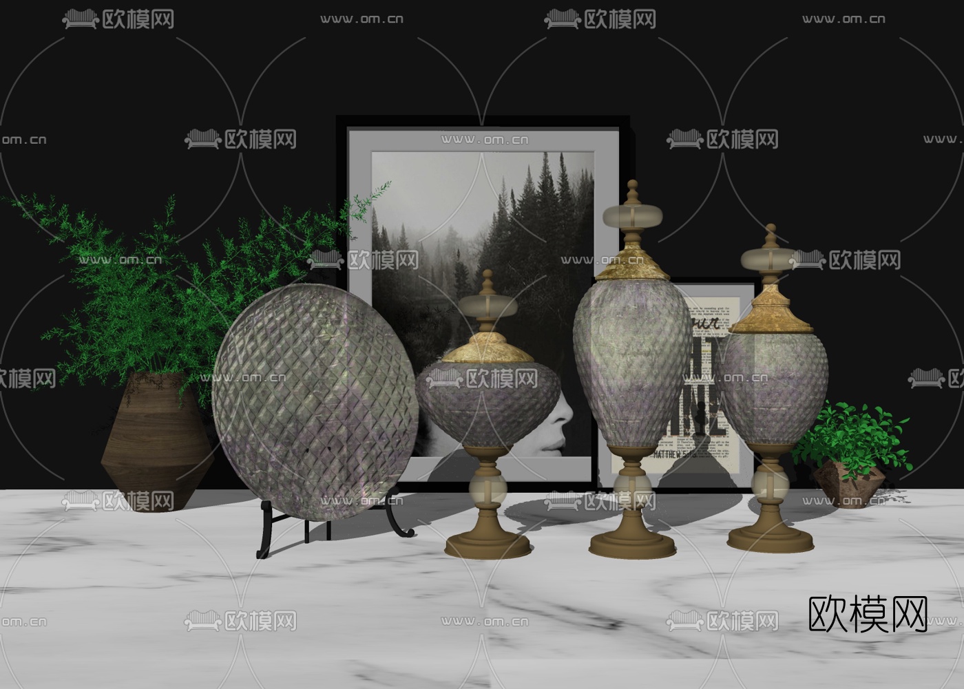 欧式玻璃摆件su模型下载