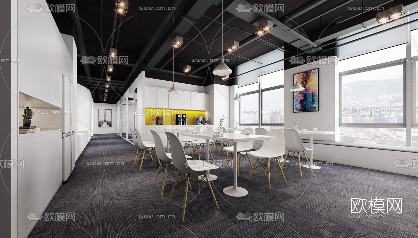 北欧办公室休闲区3d模型下载