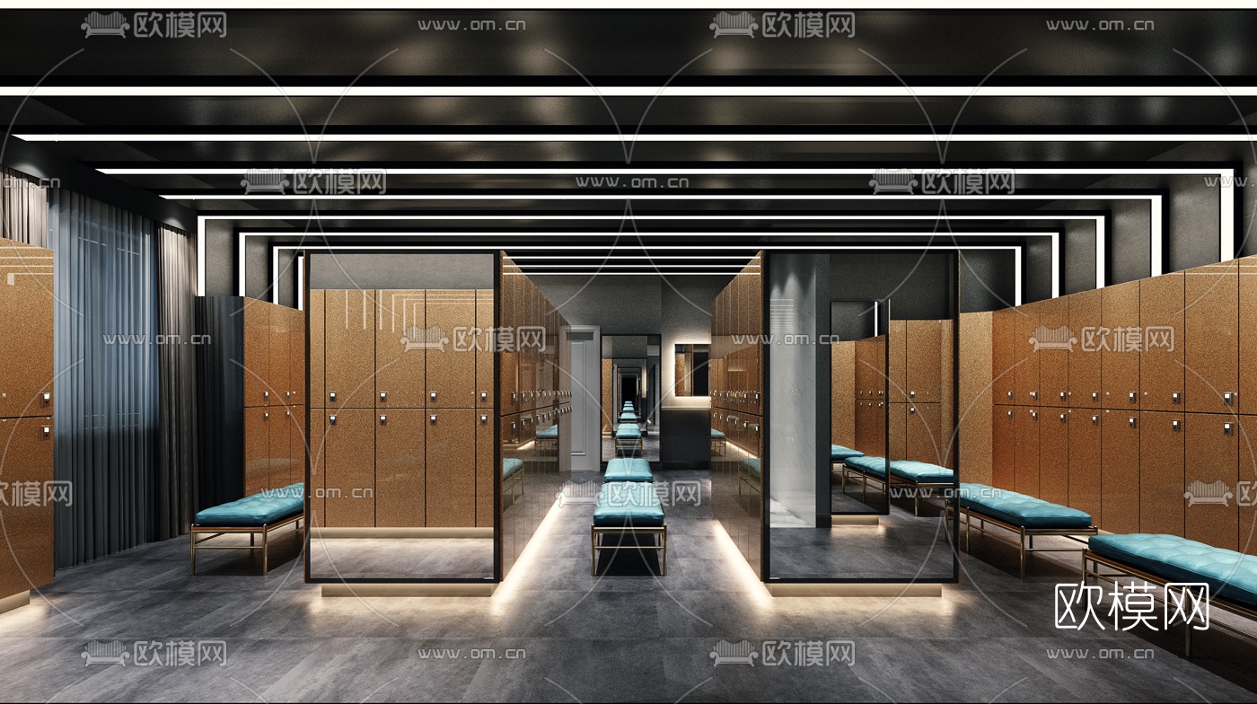 现代健身房更衣室3D模型