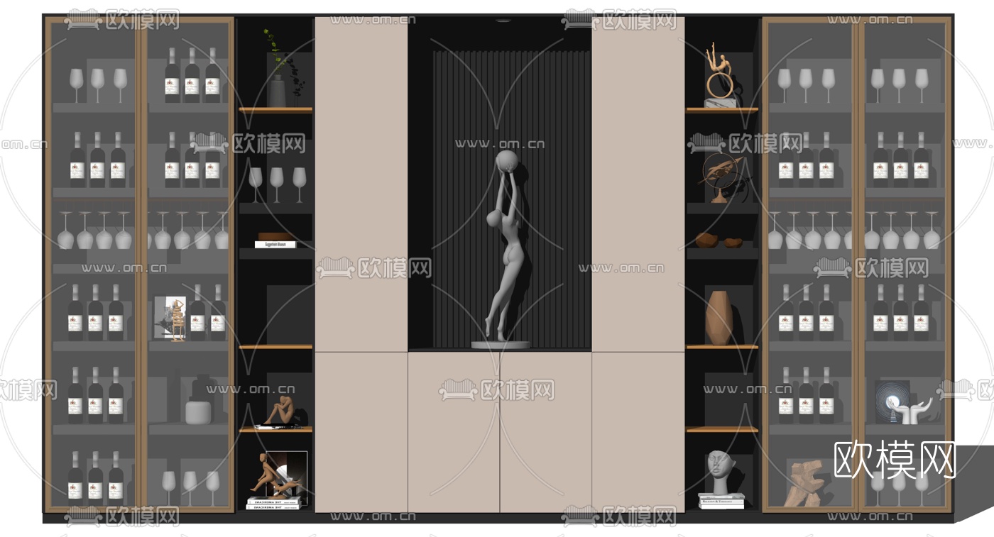 现代轻奢酒柜su模型下载