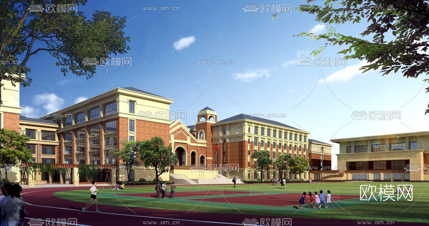 现代学校建筑外观3d模型
