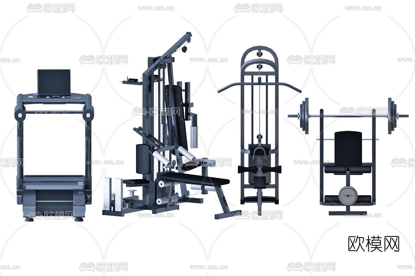 现代举重器健身器材3d模型下载