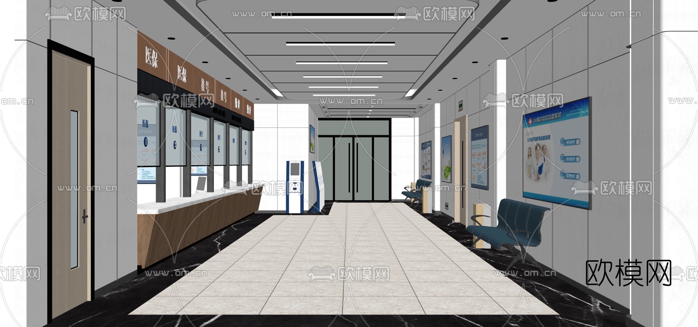 现代医院大厅su模型下载（渲染图1）