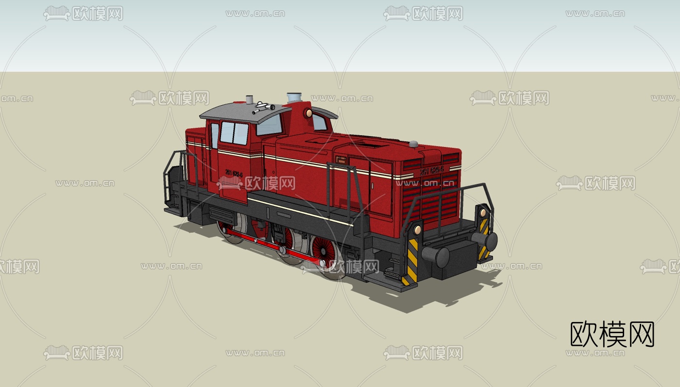 工业风蒸汽火车头免费su模型下载（渲染图1）