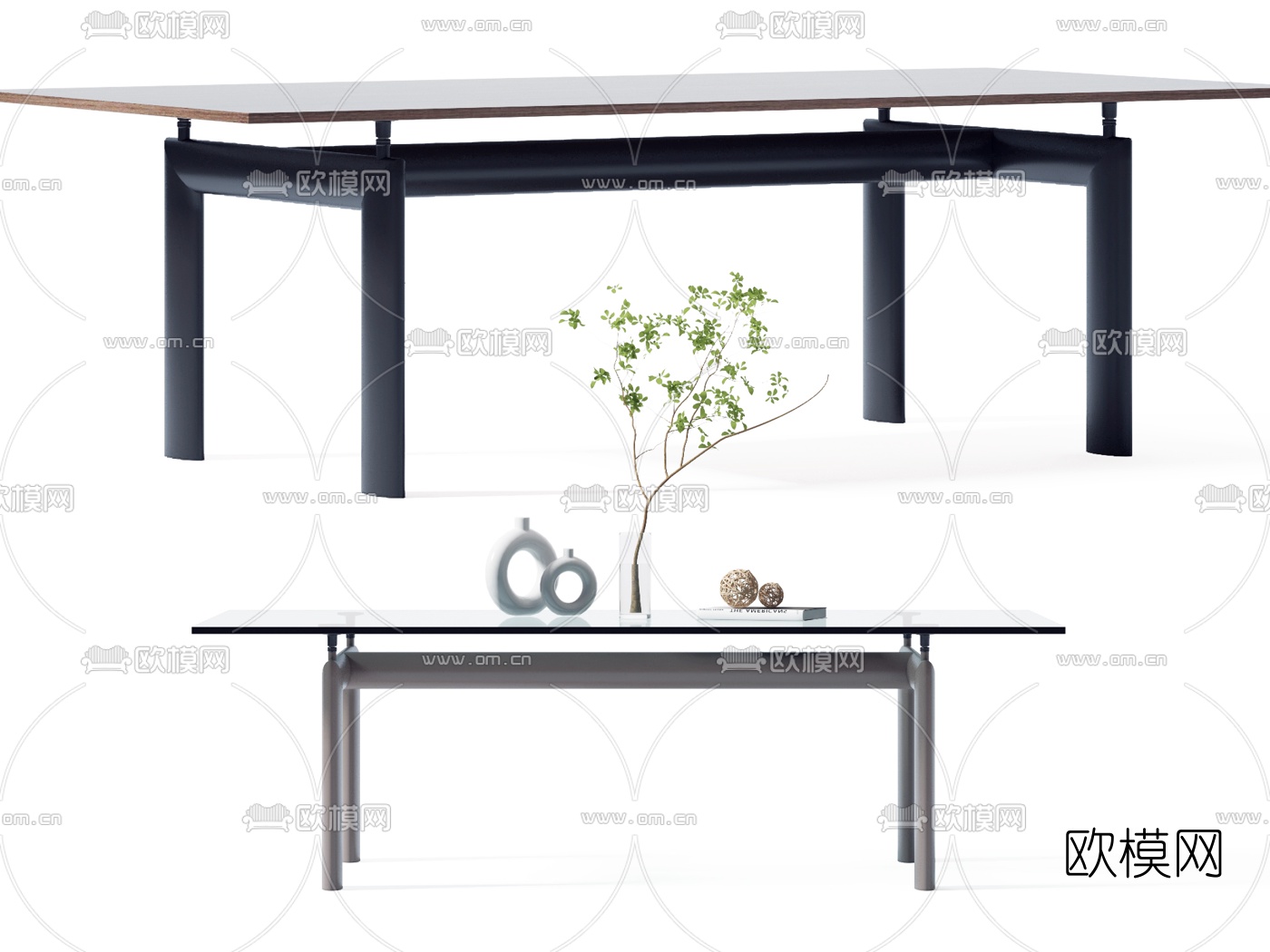 Cassina 现代条形餐桌3d模型下载