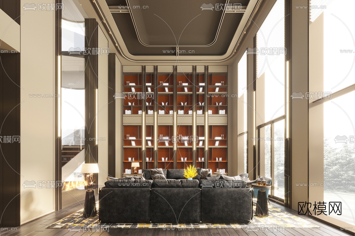 现代别墅大堂3d模型下载（渲染图6）