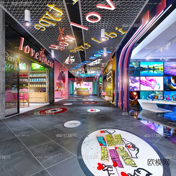 现代商场街区3d模型下载