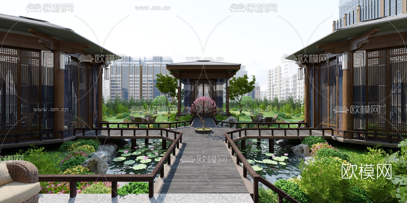 新中式园林景观3d模型