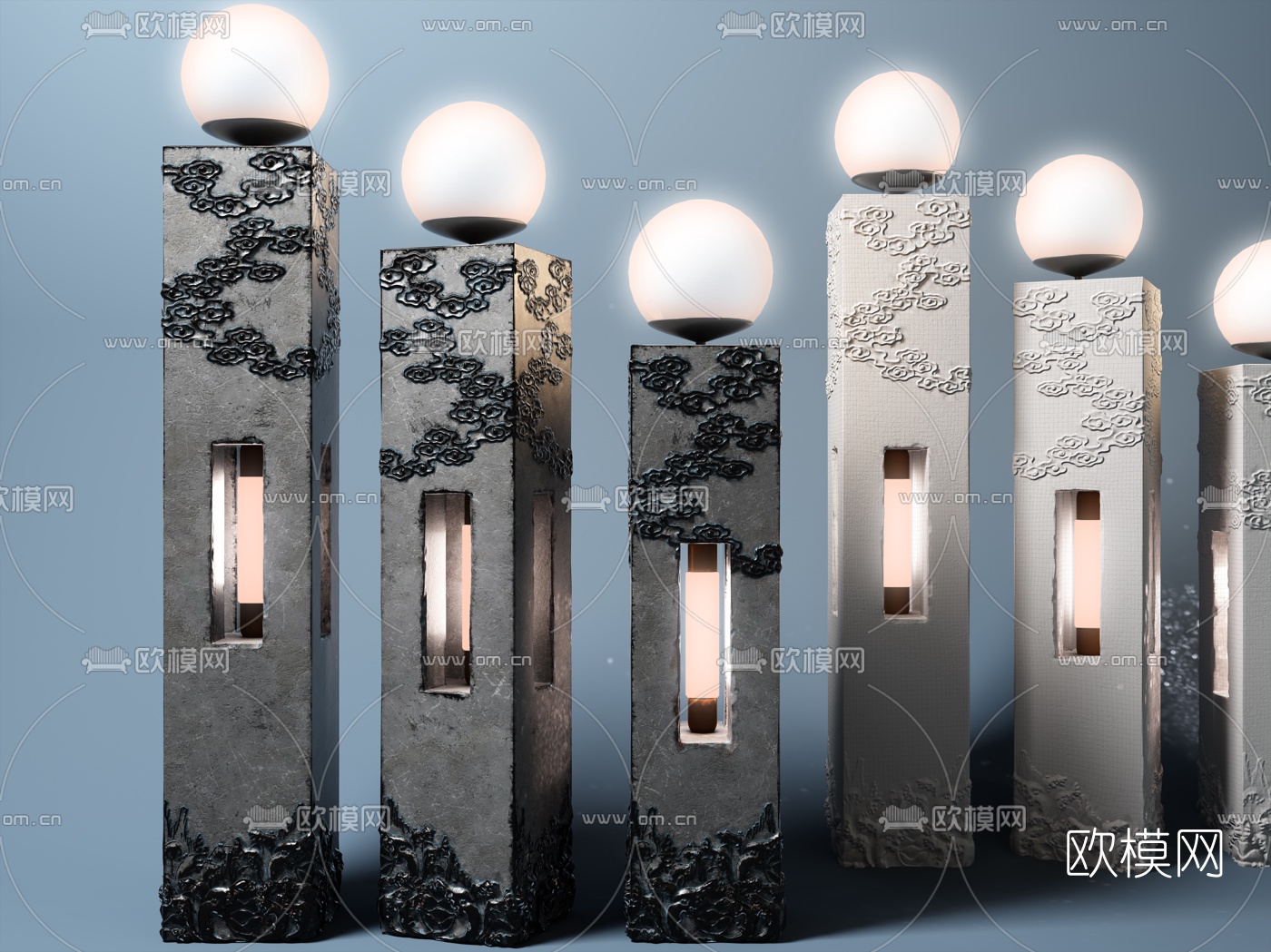 中式户外灯3d模型下载（渲染图1）