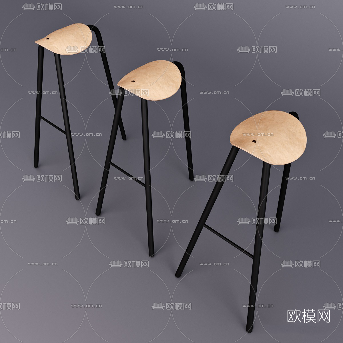 现代吧凳吧椅3d模型下载（渲染图1）