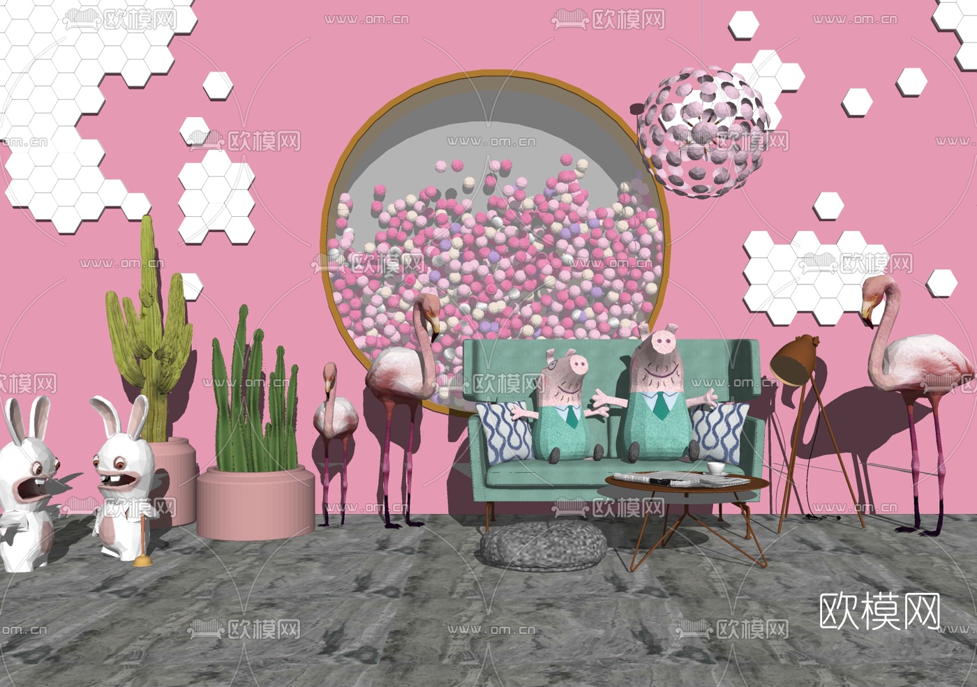 北欧儿童皮革沙发玩具su模型下载