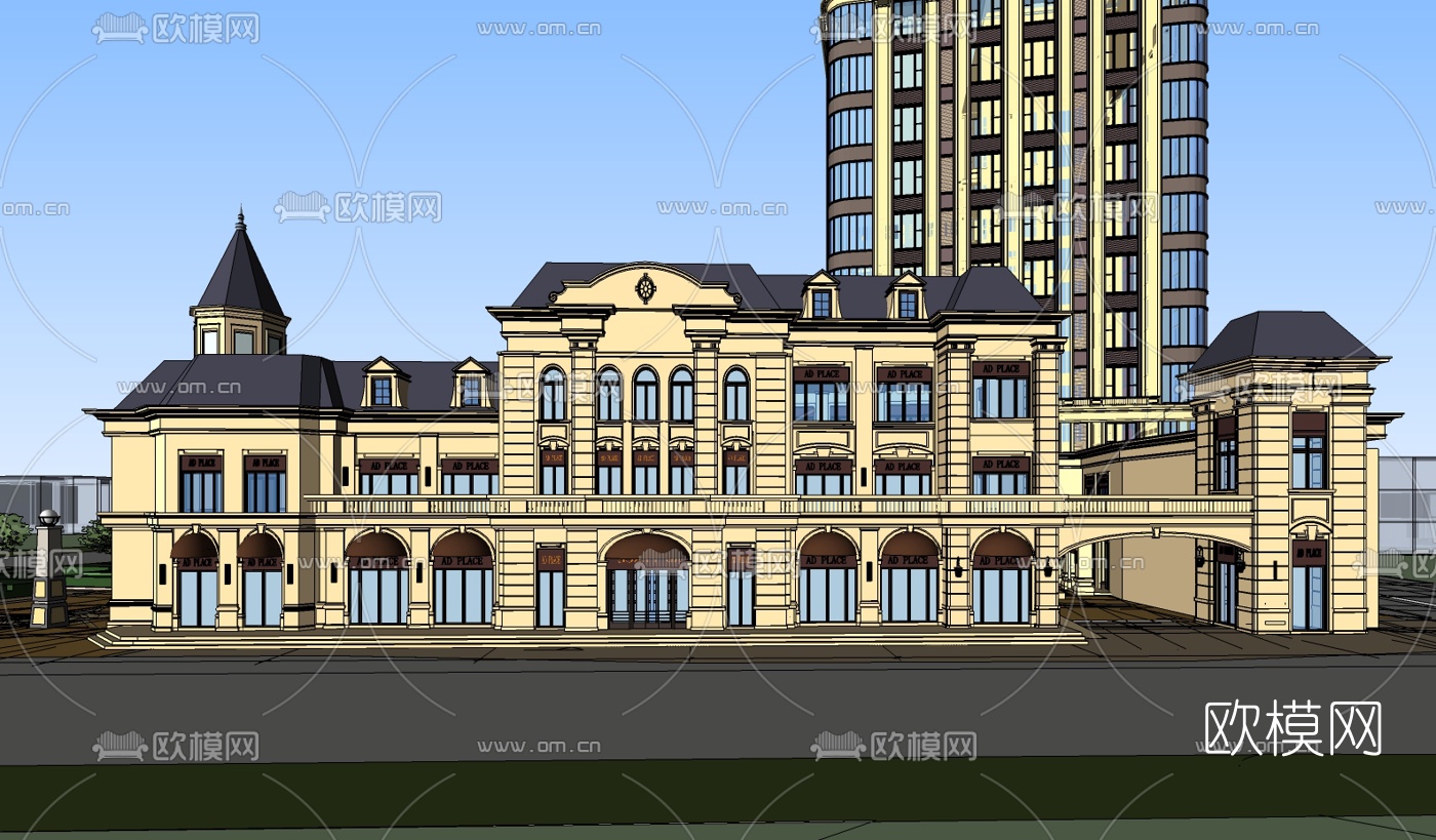 法式商业街su模型下载（渲染图4）