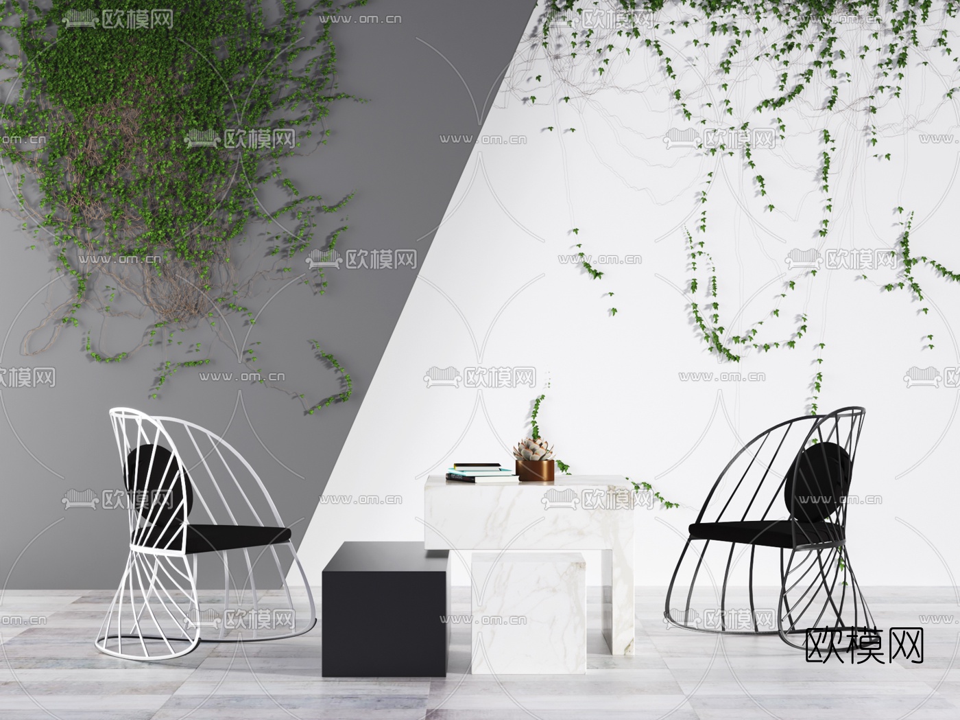 现代户外休闲椅3d模型下载