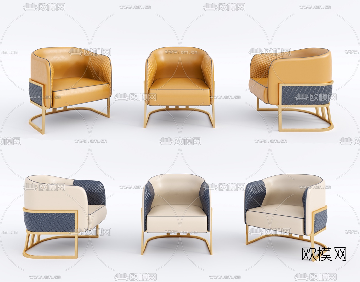 现代轻奢单人沙发3d模型下载