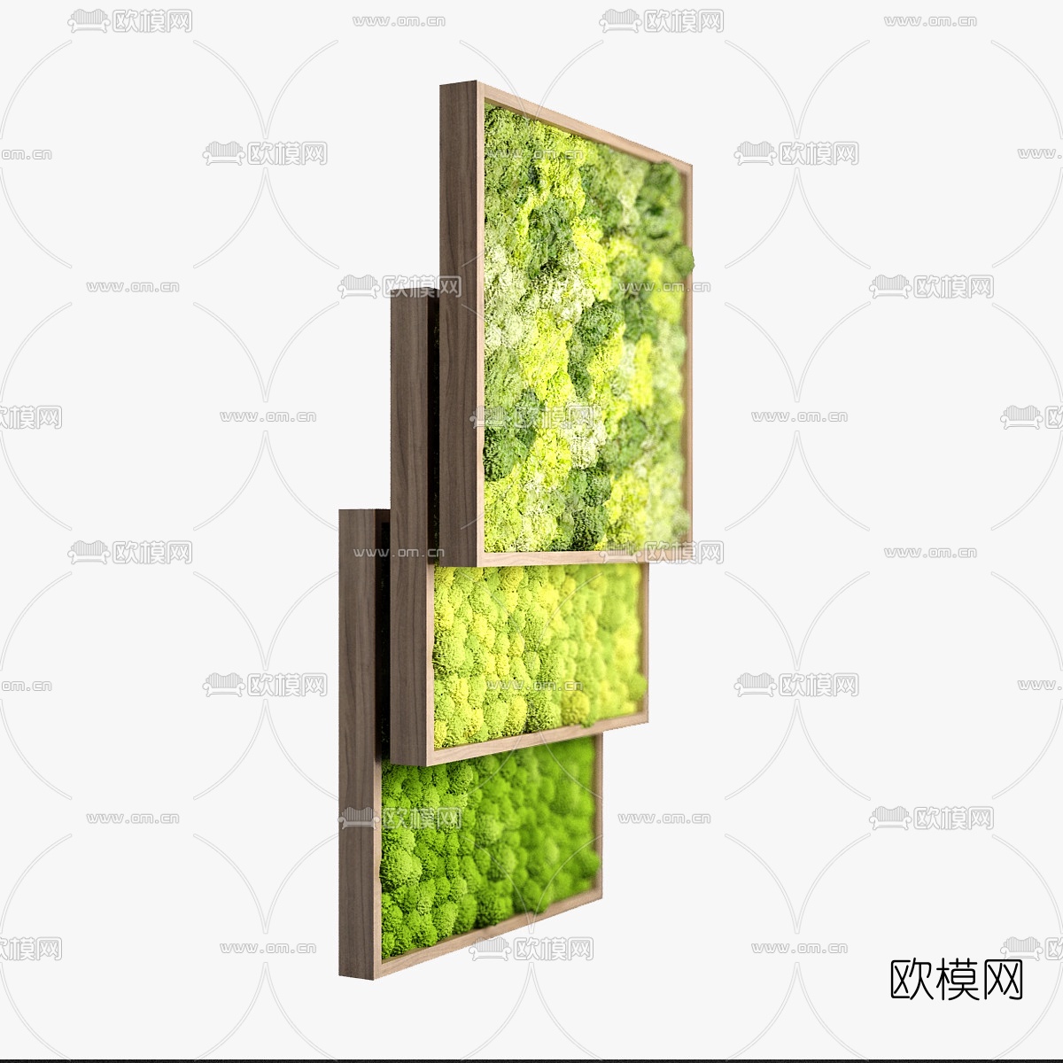 现代绿植背景墙饰3D模型