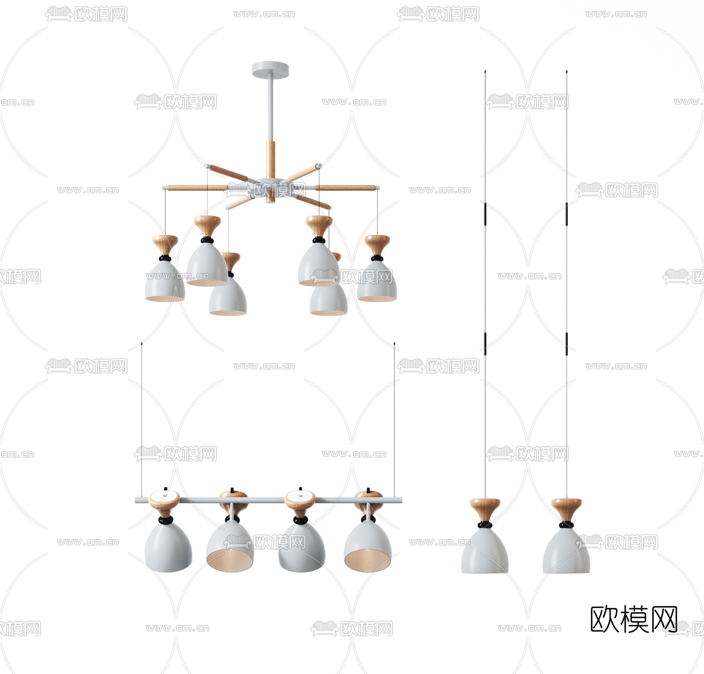北欧多头吊灯3d模型