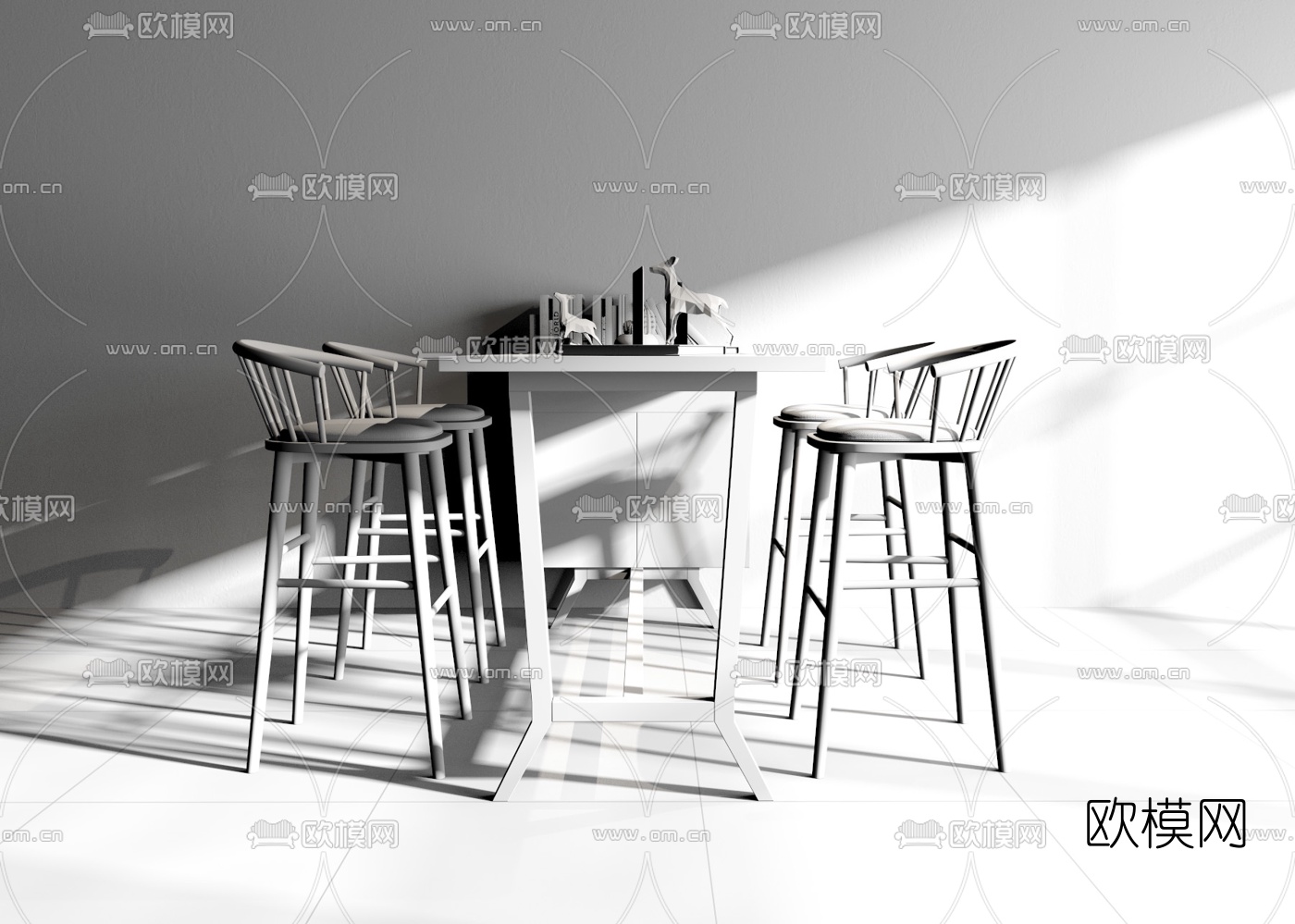 北欧简约吧台吧椅3d模型