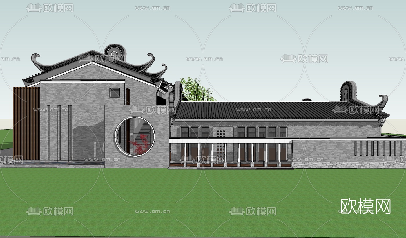 中式庭院su模型下载（渲染图3）
