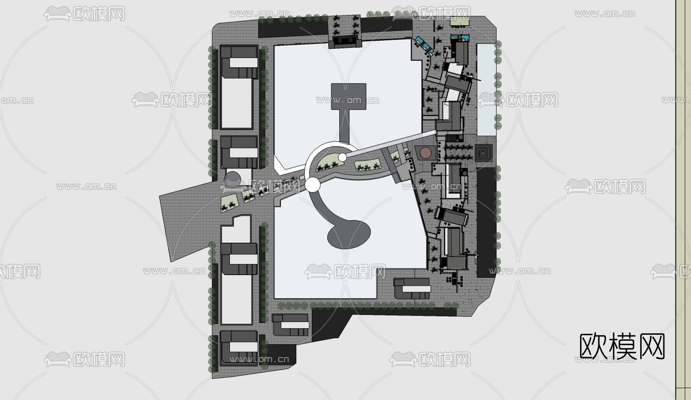 新中式商业街su模型下载（渲染图5）