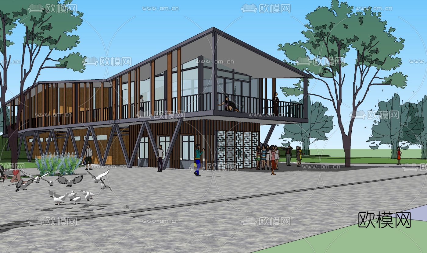 现代活动中心su模型下载（渲染图2）