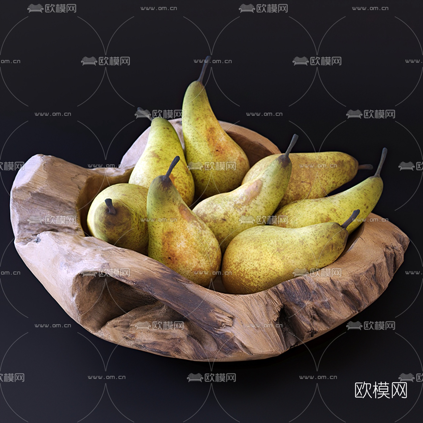现代梨子果盘3d模型