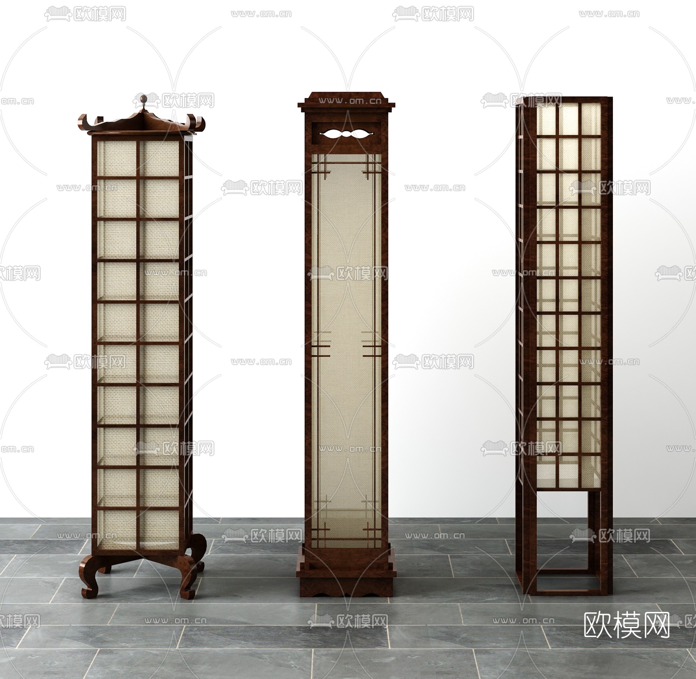 新中式落地灯3D模型下载