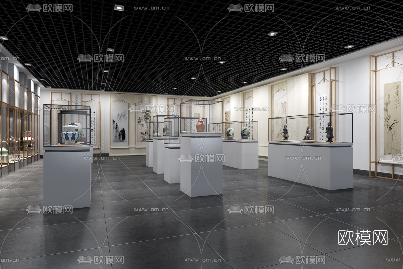 新中式博物馆文化展厅3d模型