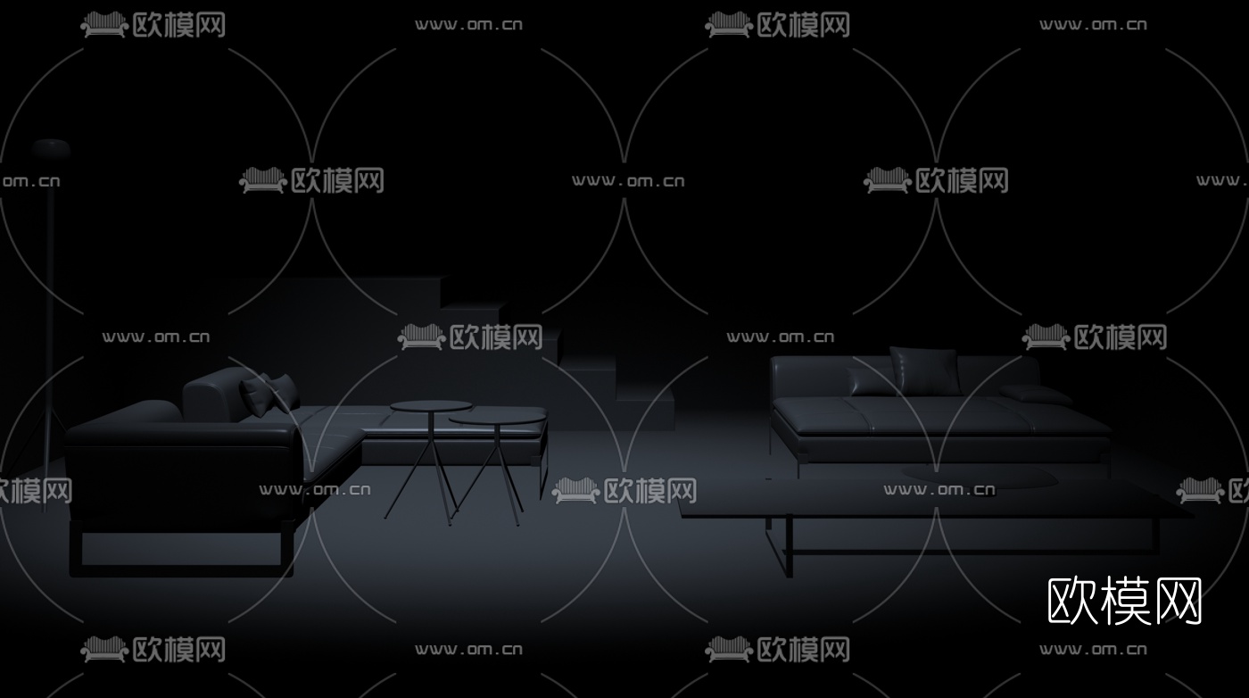 现代皮革沙发组合3d模型