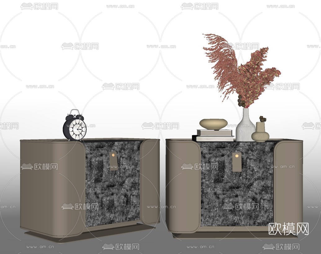 现代轻奢床头柜su模型下载（渲染图2）