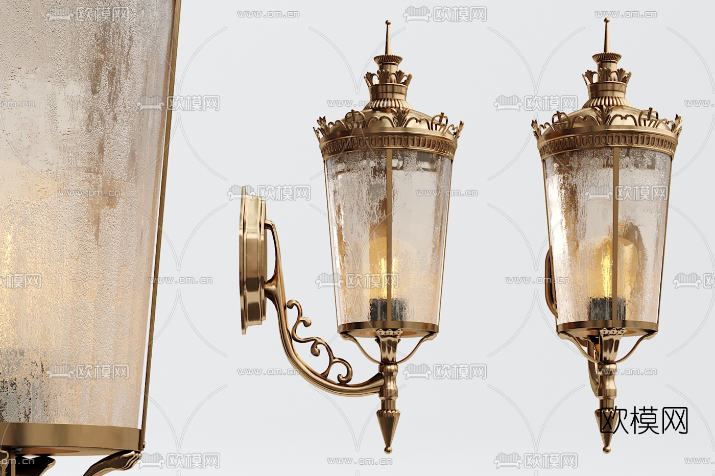 欧式古典金属壁灯3d模型下载