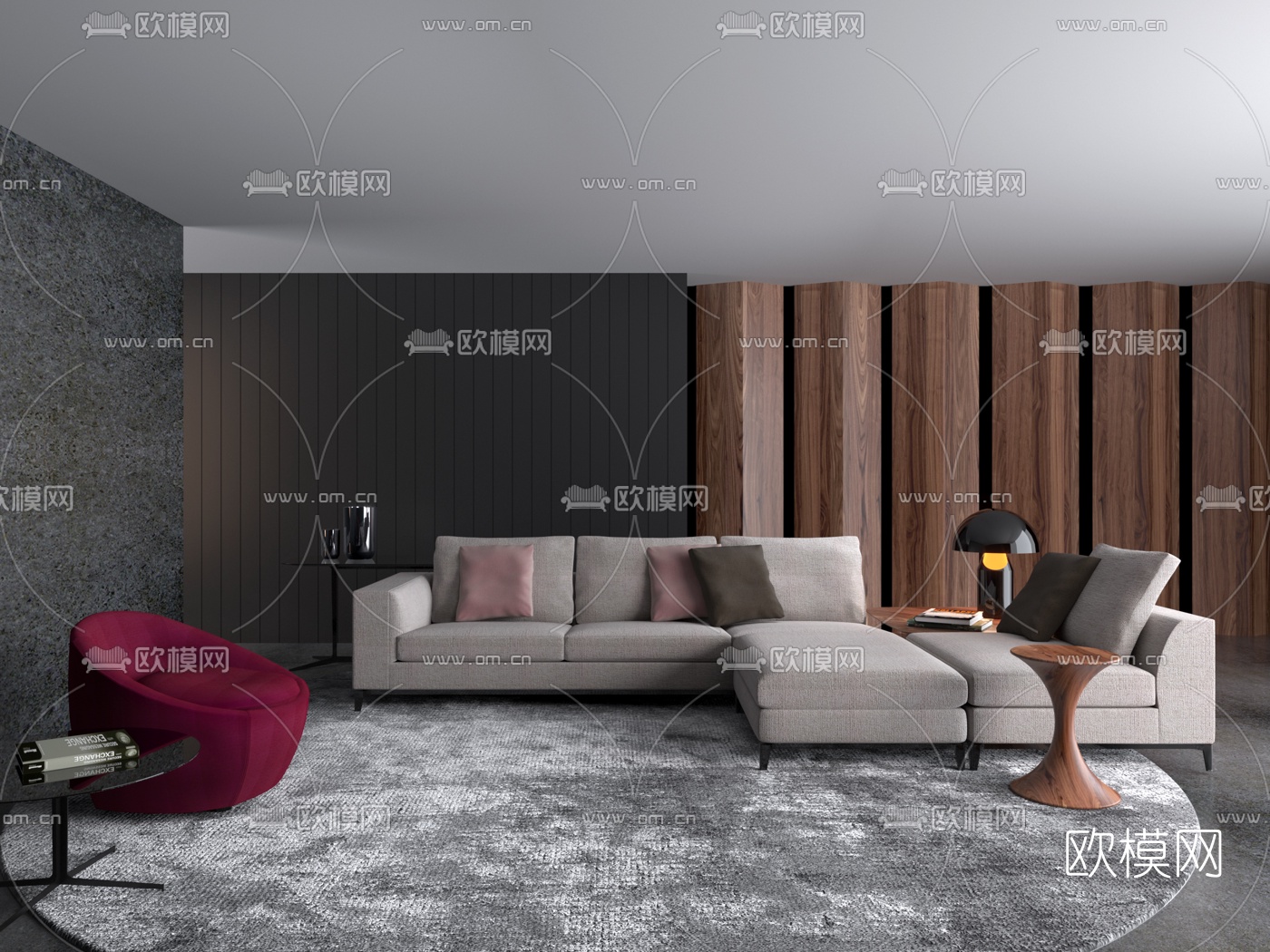 Minotti现代多人沙发茶几组合3d模型下载