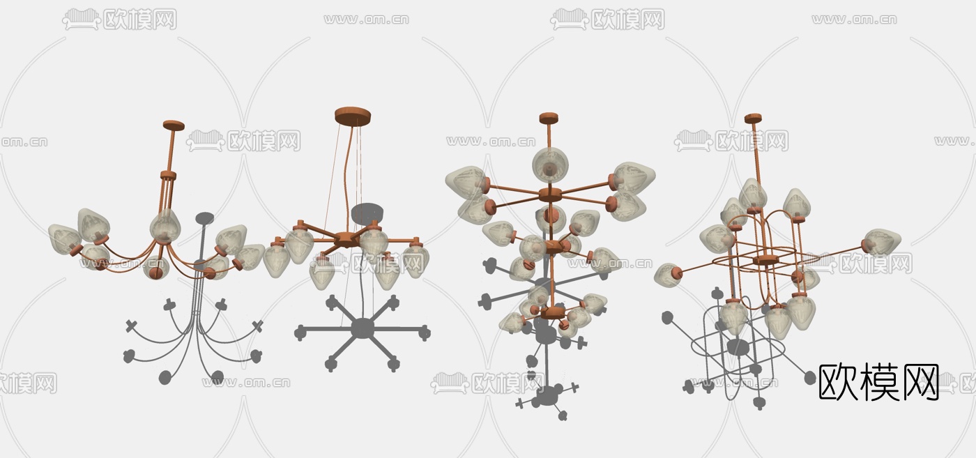 现代金属吊灯su模型下载