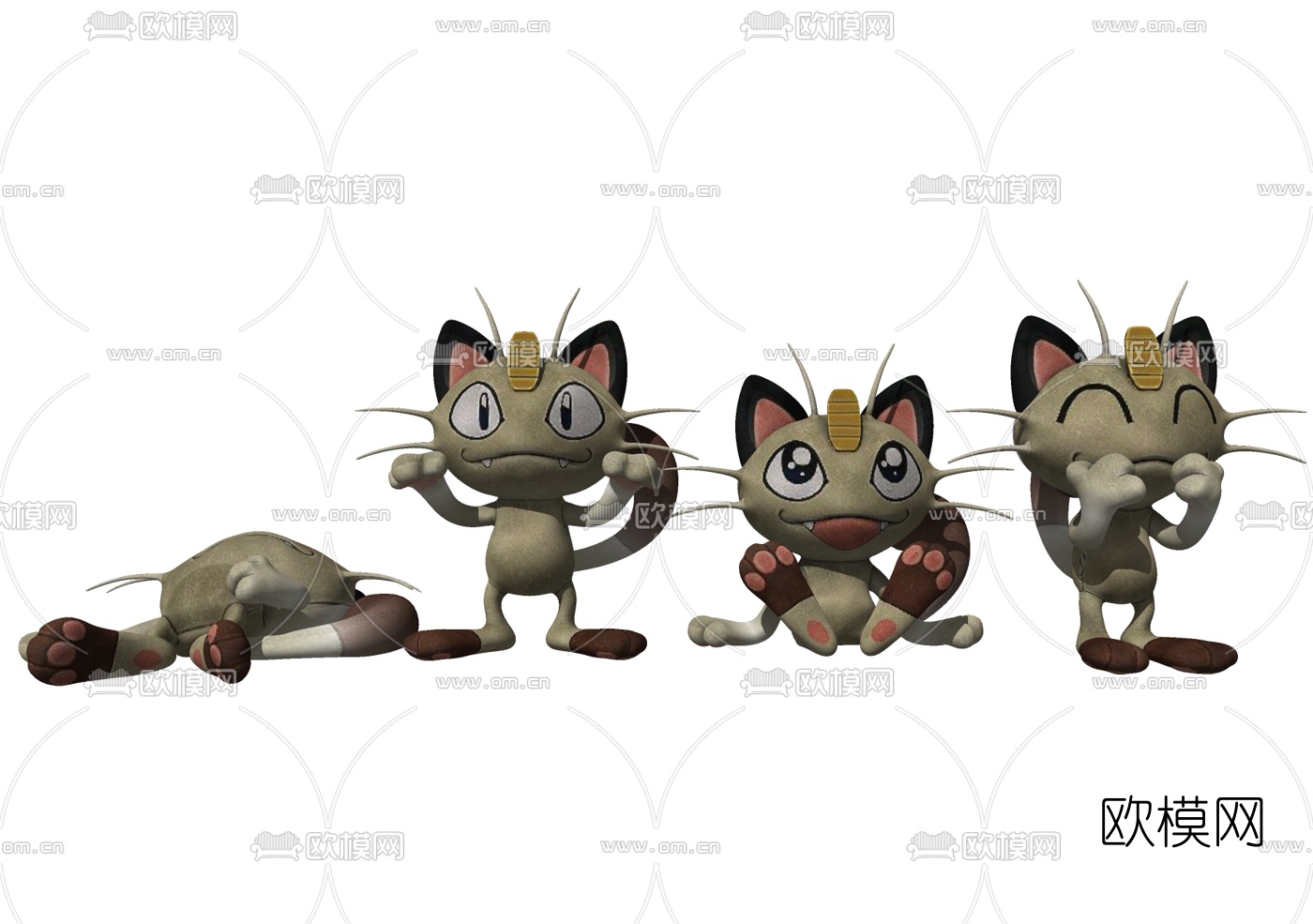 现代宠物小精灵喵喵毛绒玩具su模型下载