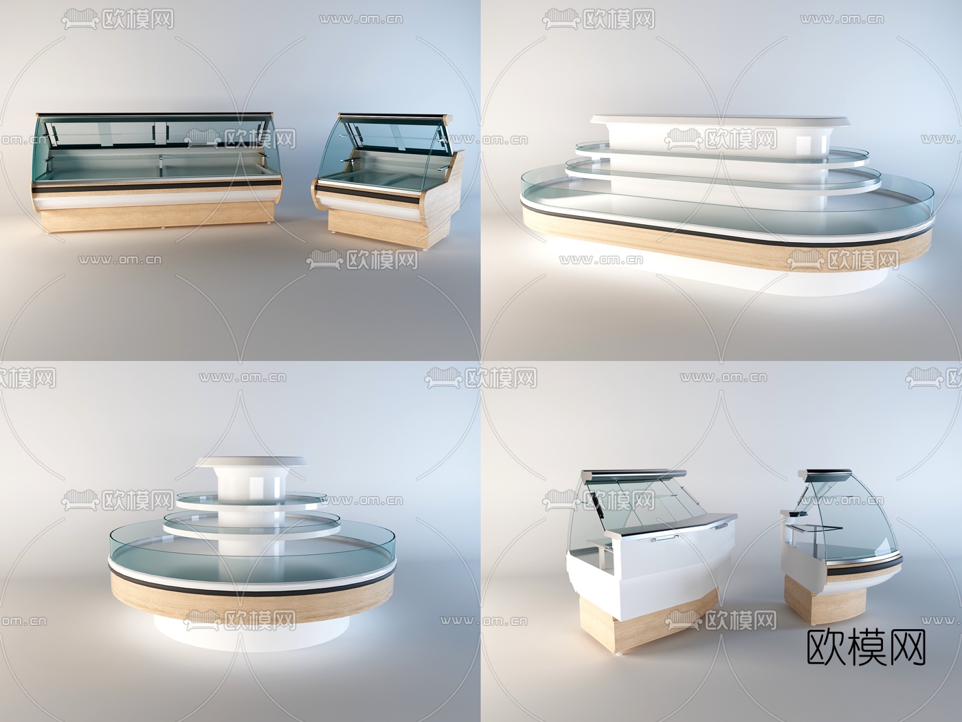 现代商场超市食物蔬菜水果展示柜组合3D模型