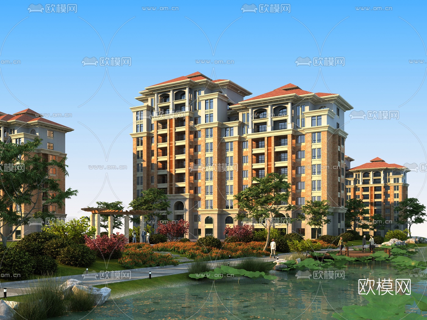 简欧住宅小区外观3d模型