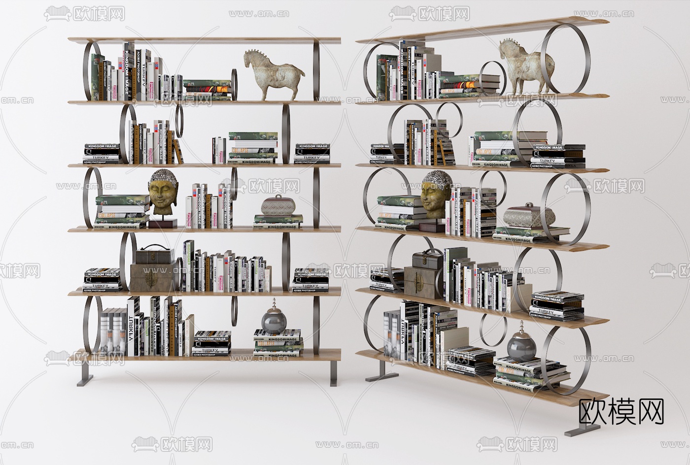 工业风书架装饰架3d模型下载