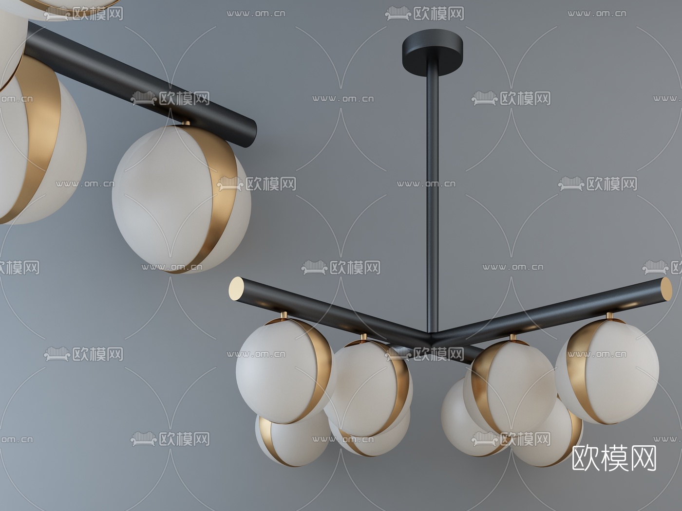 现代金属多头吊灯3d模型