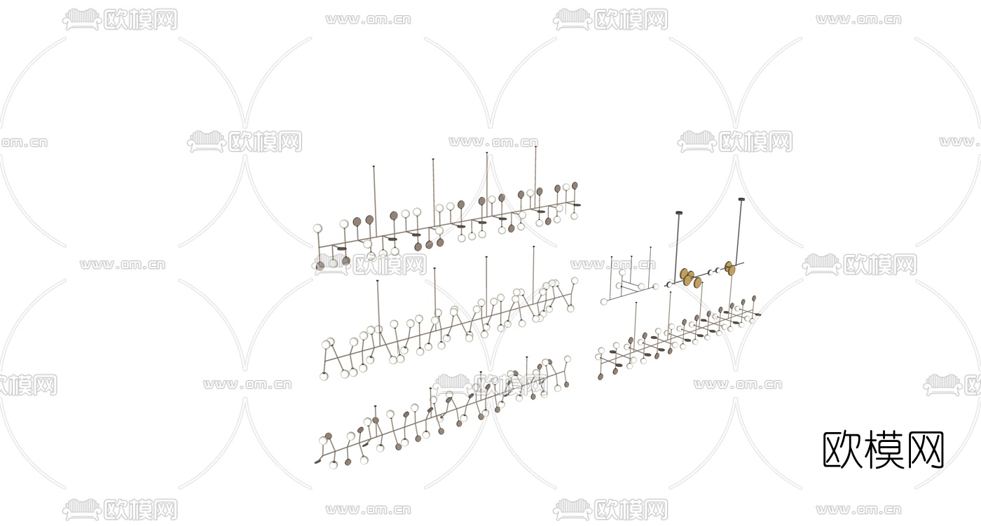 现代金属吊灯su模型下载（渲染图1）