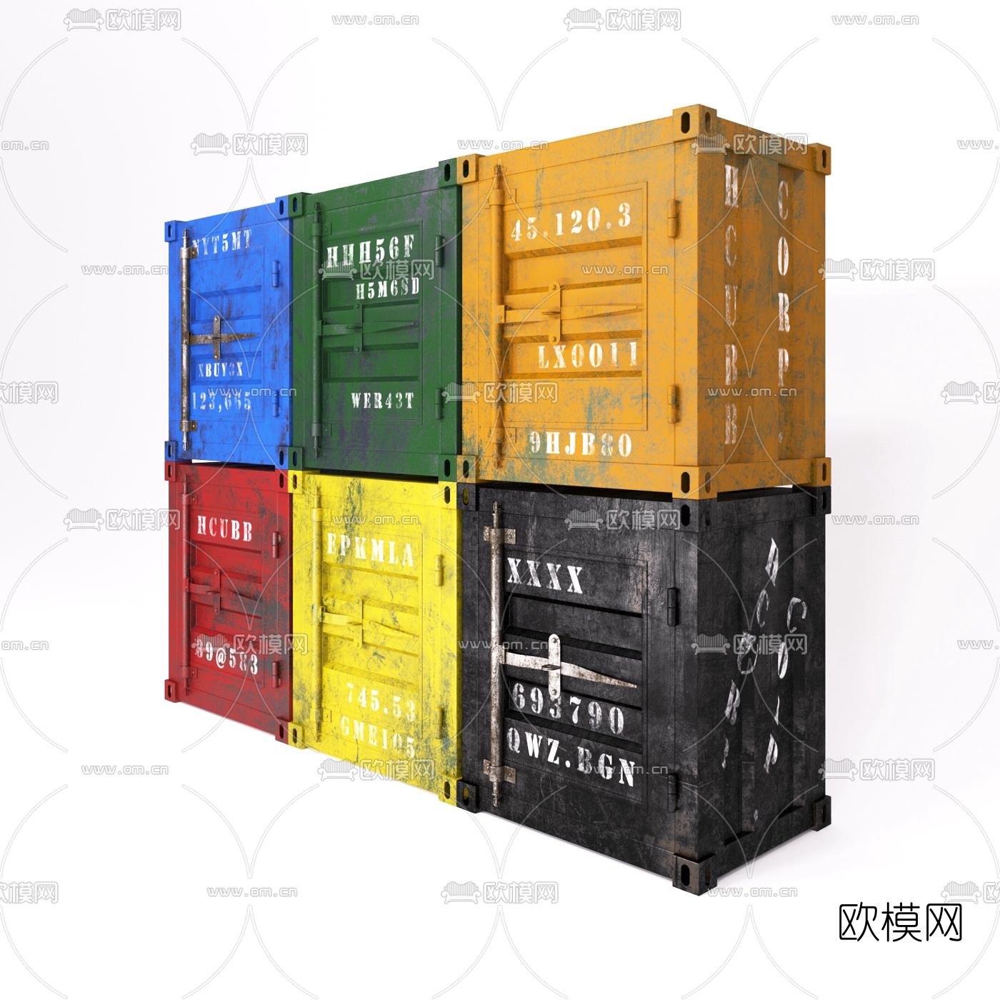 工业风集装箱边柜3d模型下载（渲染图3）