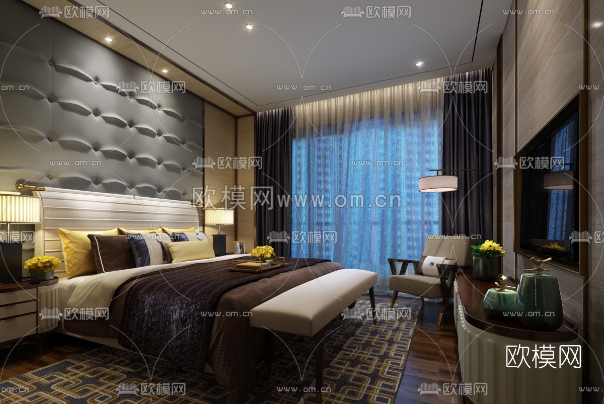 李益中现代卧室3D模型