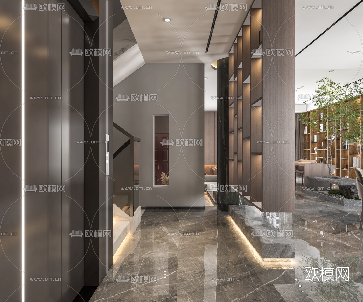 现代跃层客厅餐厅3d模型