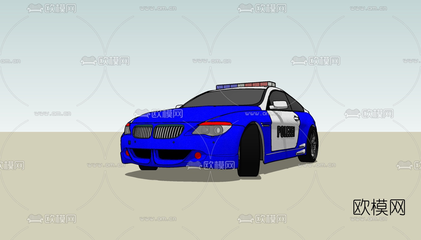 现代警车免费su模型下载（渲染图1）