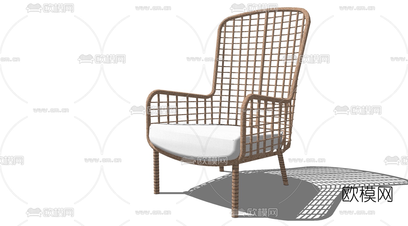 现代藤编户外椅免费su模型下载