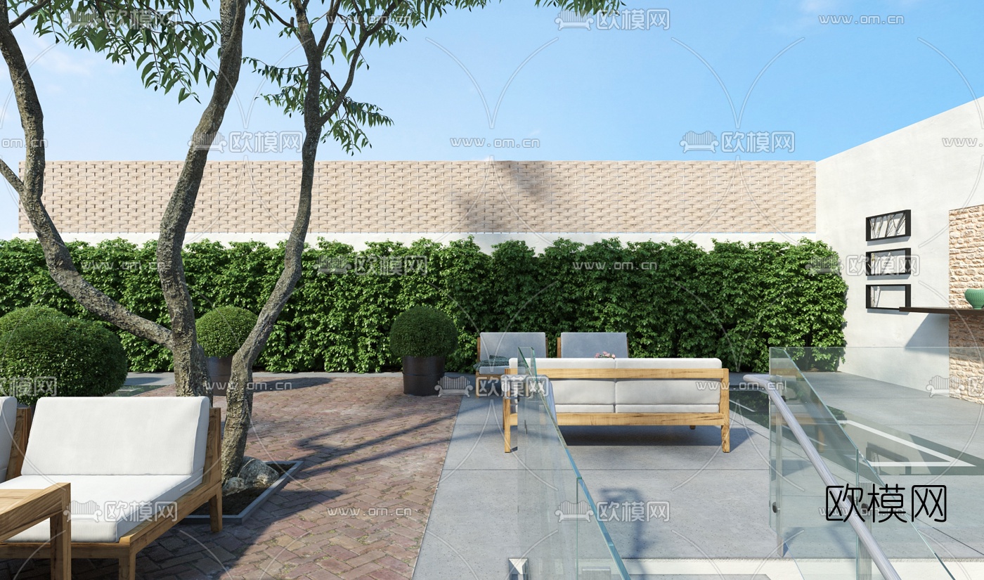 现代庭院花园3d模型